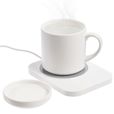 Кружка с подогревом и беспроводной зарядкой dualBase plus, белая (Белый)
