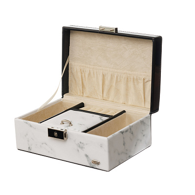 Шкатулка для украшений Jardin D'Ete, цвет белый мрамор, 18,3 х 12,3 х 8,6 см (Белый)