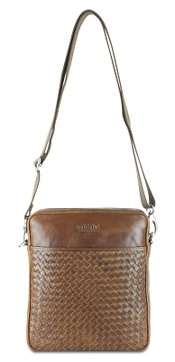Сумка через плечо Mano "Don Luca", натуральная кожа в коньячном цвете, 23 х 26,5 х 4,5 см
