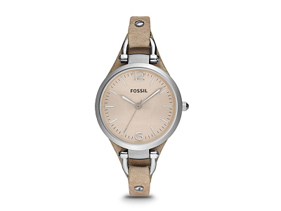 Часы наручные, женские (Корпус- серебристый, циферблат- кремовый, крепление- светло-коричневый)