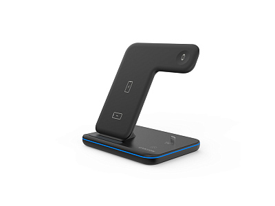 Беспроводное зарядное устройство для гаджетов 3-в-1 с технологией QI WS-302 (Чёрный)