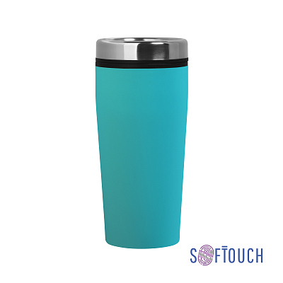 Термостакан "Европа" 500 мл, покрытие soft touch  (Бирюзовый)