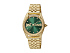 Корпус- желтое золото, циферблат- зеленый, крепление- желтое золото