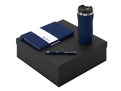 Подарочный набор Color it с блокнотом, металлической ручкой и термокружкой (Тёмно-синий)