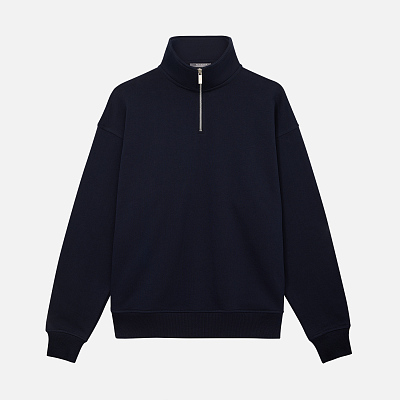 Толстовка на молнии унисекс Флоу (Flow), темно-синяя