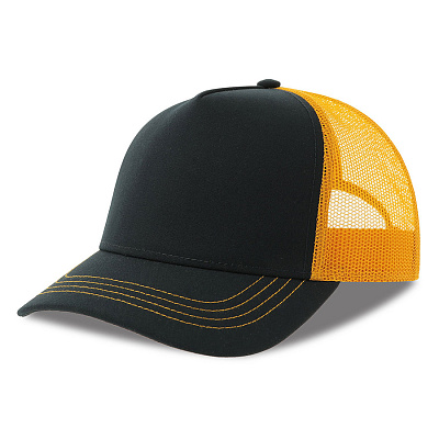 Бейсболка RAPPER CANVAS-S, 5 клиньев, пластиковая застёжка (Темно-синий, желтый)