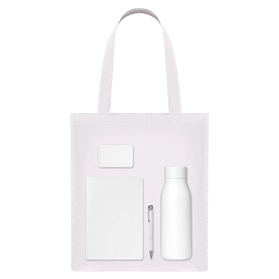 Подарочный набор Welcome Pack  (термобутылка, ежедневник, ручка, ЗУ, шоппер) (Белый)