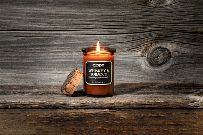 Ароматизированная свеча ZIPPO Whiskey & Tobacco, воск/хлопок/кора древесины/стекло, 70x100 мм