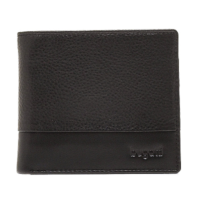 Портмоне BUGATTI Atlanta, чёрное, натуральная воловья кожа, 10,5х1х9 см