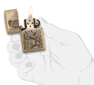Зажигалка ZIPPO Eagles, с покрытием Brushed Brass, латунь/сталь, золотистая, матовая, 38x13x57 мм