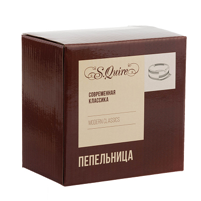 Пепельница S.Quire круглая, сталь, покрытие хром, стекло, синяя, 90 мм