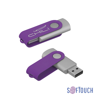 Флеш-карта "Vostok", объем памяти 16GB, покрытие soft touch#  (Фиолетовый)