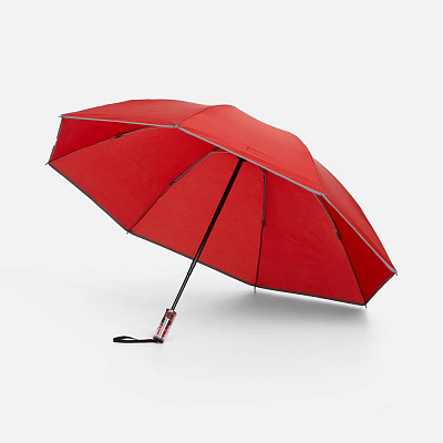 Зонт наоборот складной Futurum со светоотражающим кантом  (Красный)