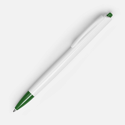 Ручка шариковая Tick, белая с зеленым (Зеленый)