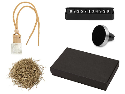 Подарочный набор с автовизиткой и магнитным держателем для телефона (Коричневый)