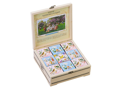 Подарочный набор с чаем Чайный букет в деревянной шкатулке (Натуральный)