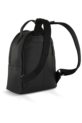 Рюкзак женский BUGATTI Bella, чёрный, воловья кожа/полиэстер, 24,5х12х27 см