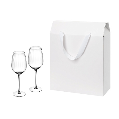 Подарочный набор 2 бокала для вина Blanche в большом подарочном пакете (Прозрачный, белый)