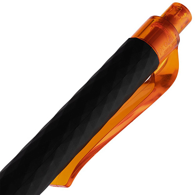 Ручка шариковая Prodir QS01 PRT-T Soft Touch, черная с оранжевым