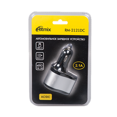 Автомобильное ЗУ RITMIX RM-2121DC, серебро