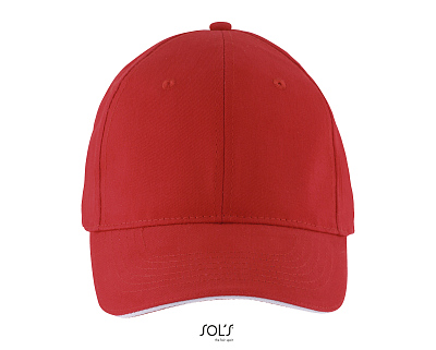 Бейсболка SOLAR, 6 клиньев (Красный/белый)