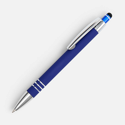 Ручка шариковая Sansen Soft Touch со стилусом, синяя (Синий)