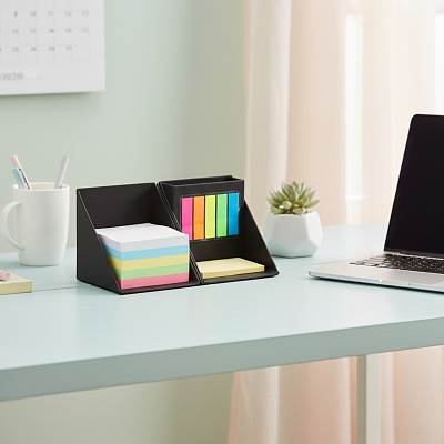 Настольный органайзер с бумажными стикерами Nivora, черный