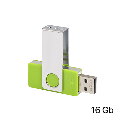 Флеш-карта TWISTA MS, 16Гб  (Зеленое яблоко/серебристый)