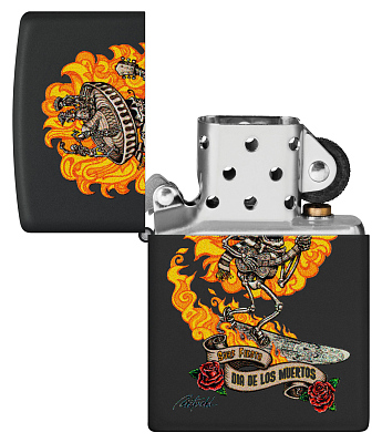 Зажигалка ZIPPO Rick Rietveld с покрытием Black Matte, латунь/сталь, черная, матовая, 38x13x57 мм