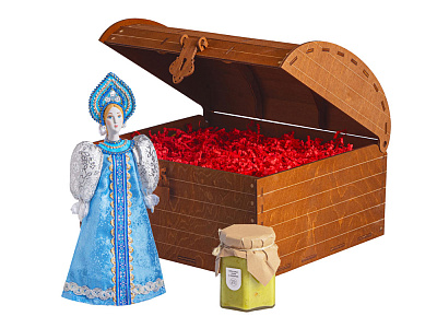 Подарочный набор: кукла фарфоровая, крем-мёд с лаймом и имбирем (Голубой)