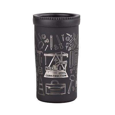 Термостакан "Миссури" 280 мл c гравировкой "Строитель", покрытие soft touch, черный (Чёрный)