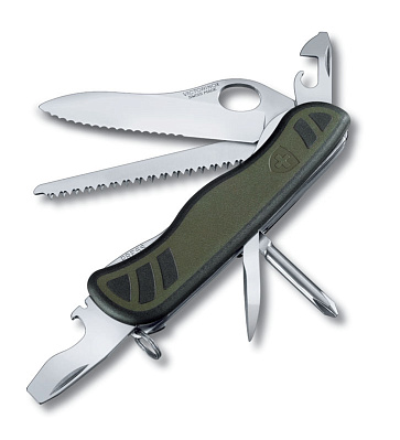 Нож перочинный VICTORINOX Swiss Soldier's Knife 08 111 мм 10 функций зелёный с чёрными вставками