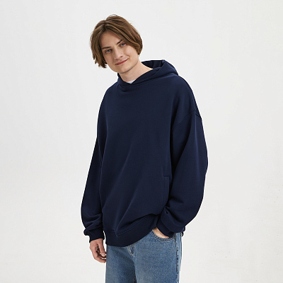 Худи оверсайз унисекс FUSION, темно-синий, размер 3XL/4XL (Синий)