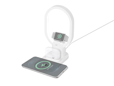Беспроводная зарядная станция 4-в-1 Portal c лампой, 15 Вт (Белый)