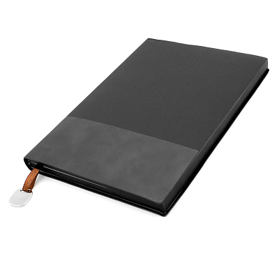 Блокнот A5 Shell в мягком переплёте c металлической биркой, черный (Чёрный)