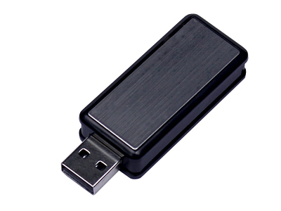 USB 2.0- флешка промо на 8 Гб прямоугольной формы, выдвижной механизм (Чёрный)