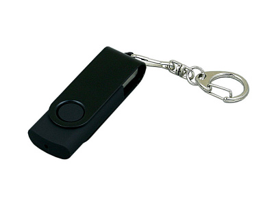 USB 2.0- флешка промо на 4 Гб с поворотным механизмом и однотонным металлическим клипом (Чёрный)
