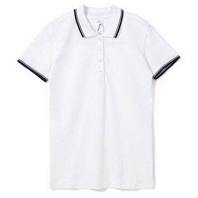 Рубашка поло женская Practice Women 270, белая с темно-синим (Синий)