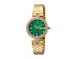 Корпус- желтое золото, безель инкрустирован кристаллами Swarovski, циферблат- зеленый, натуральный перламутр, кристаллы Swarovski, крепление- желтое золото