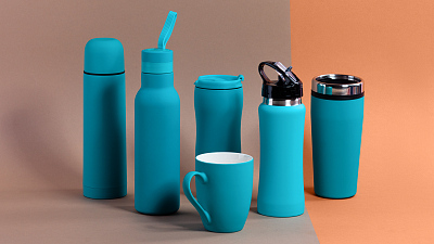 Бутылка для воды "Фитнес" 700 мл, покрытие soft touch, бирюзовый