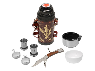 Термос в кожаном чехле