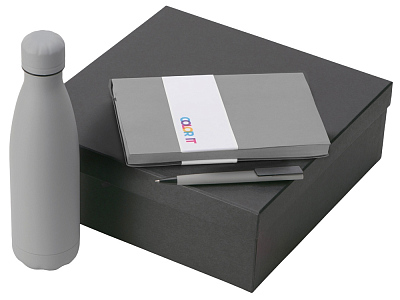 Подарочный набор COLOR IT c блокнотом, ручкой и термобутылкой (Серый)