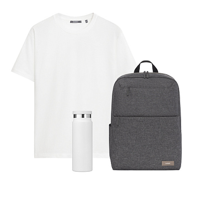 Набор с одеждой Крис (KRIS) (футболка, рюкзак, бутылка) , M (Белый)