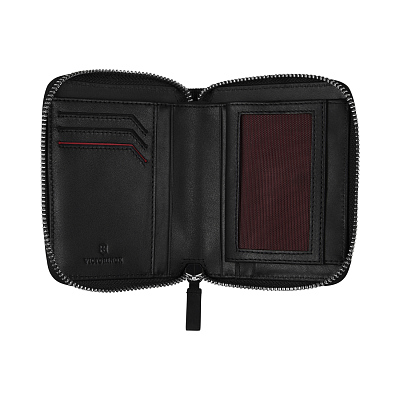 Портмоне VICTORINOX Altius Alox на молнии, чёрное, натуральная кожа, 12x2x10 см