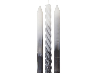 Набор столовых свечей с градиентом Flicker & Flow (Белый, серый)