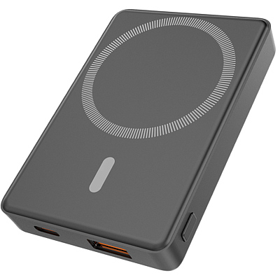 Магнтиный внешний аккумулятор Magnetic с беспроводной зарядкой (5W), 5000 Mah, черный (Чёрный) Магнтиный внешний аккумулятор Magnetic с беспроводной зарядкой (5W), 5000 Mah, черный (Чёрный)