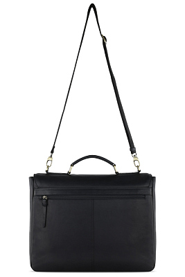 Портфель KLONDIKE RUSH «Louis», натуральная кожа в черном цвете, 40 х 30 х 10 см