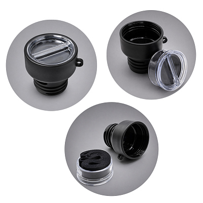 Термос Hike c ланьярдом и манжетой, серебристый-белый