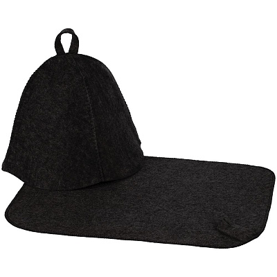 Набор для бани Heat Off с ковриком, черный (Чёрный)