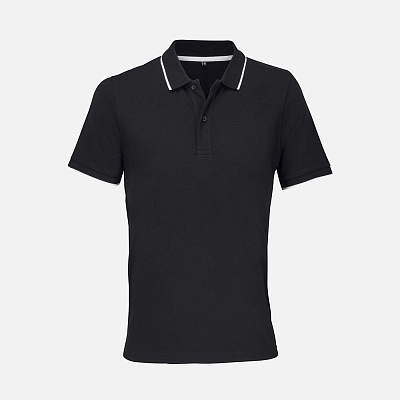 Рубашка поло унисекс Palermo, белая с темно-синим (Чёрный)